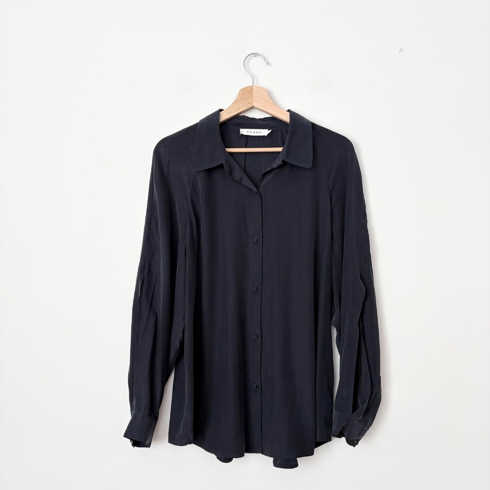 SOLD-FRAME slit wirst silk button up shirt - Picture 4 of 8